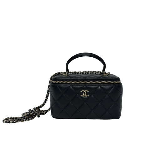 CHANEL VANITY CASE BLACK GHW LAMBSKIN AP2199 [3000210]
