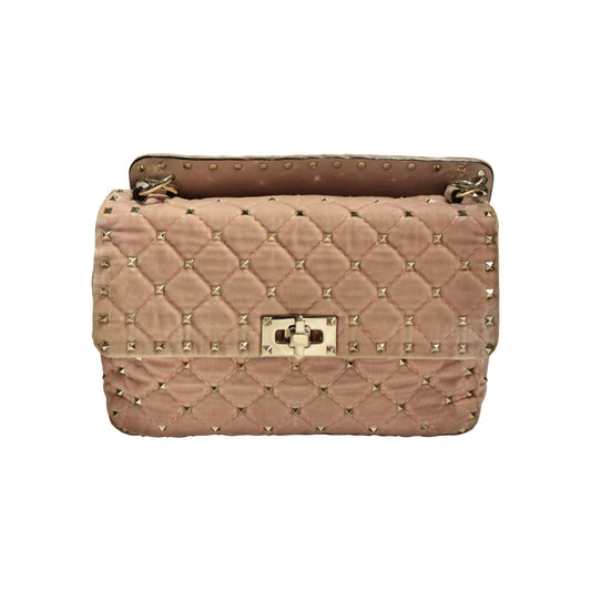 VALENTINO VELVET PINK GHW HANDBAG [3000513]