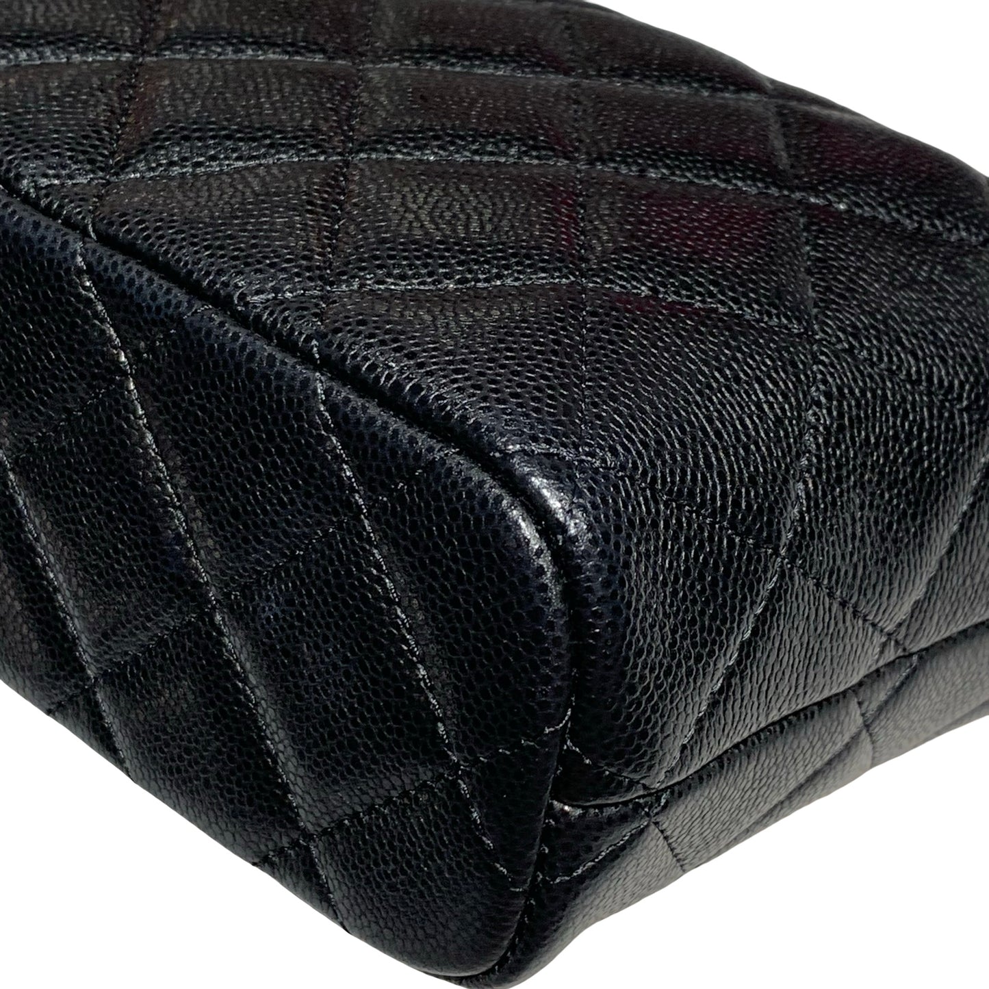CHANEL HOBO BLACK CAVIAR GHW CHAIN SHOULDER BAG [3000582]