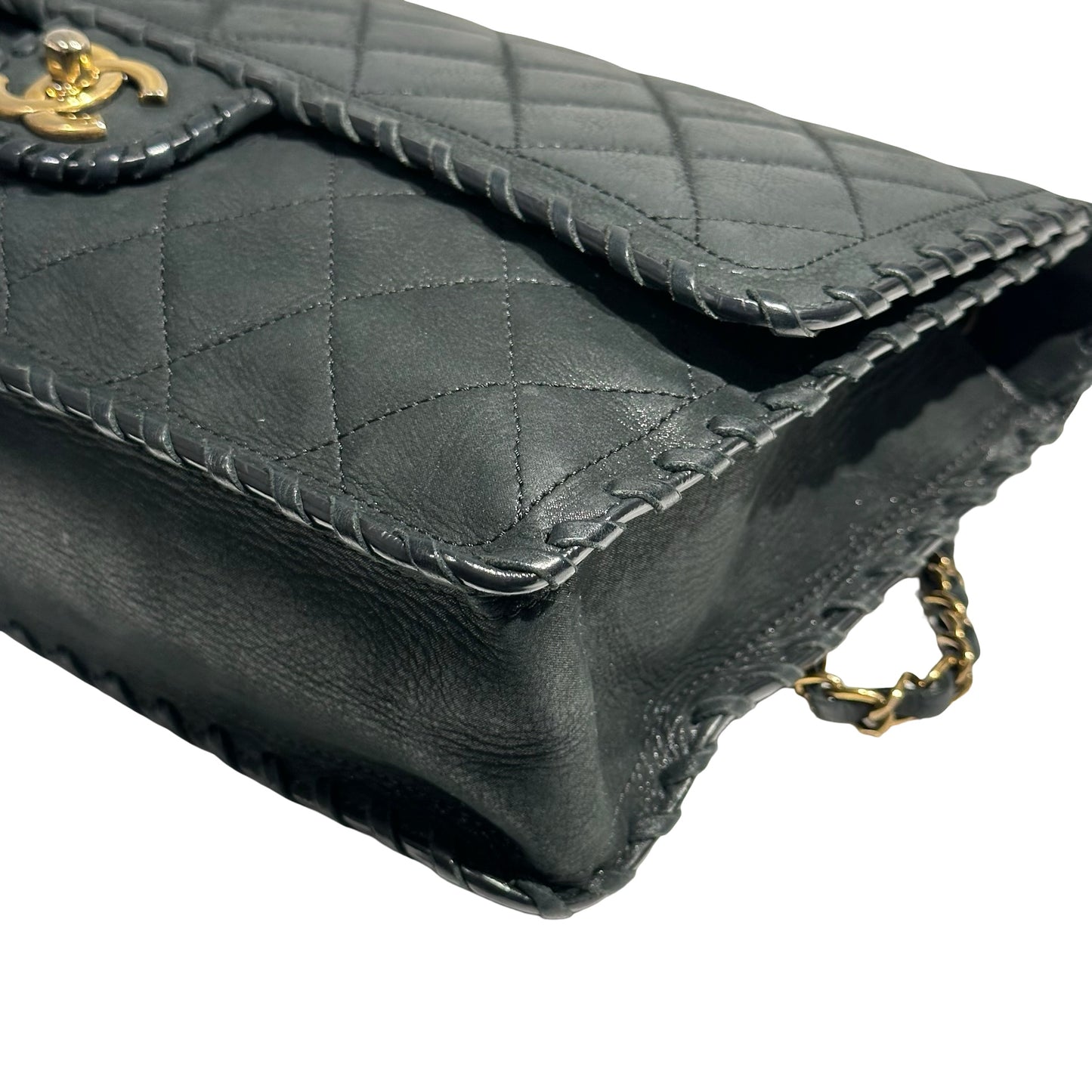 CHANEL DARK GREEN GHW HAPPY STITCH FLAP BAG [3000274]