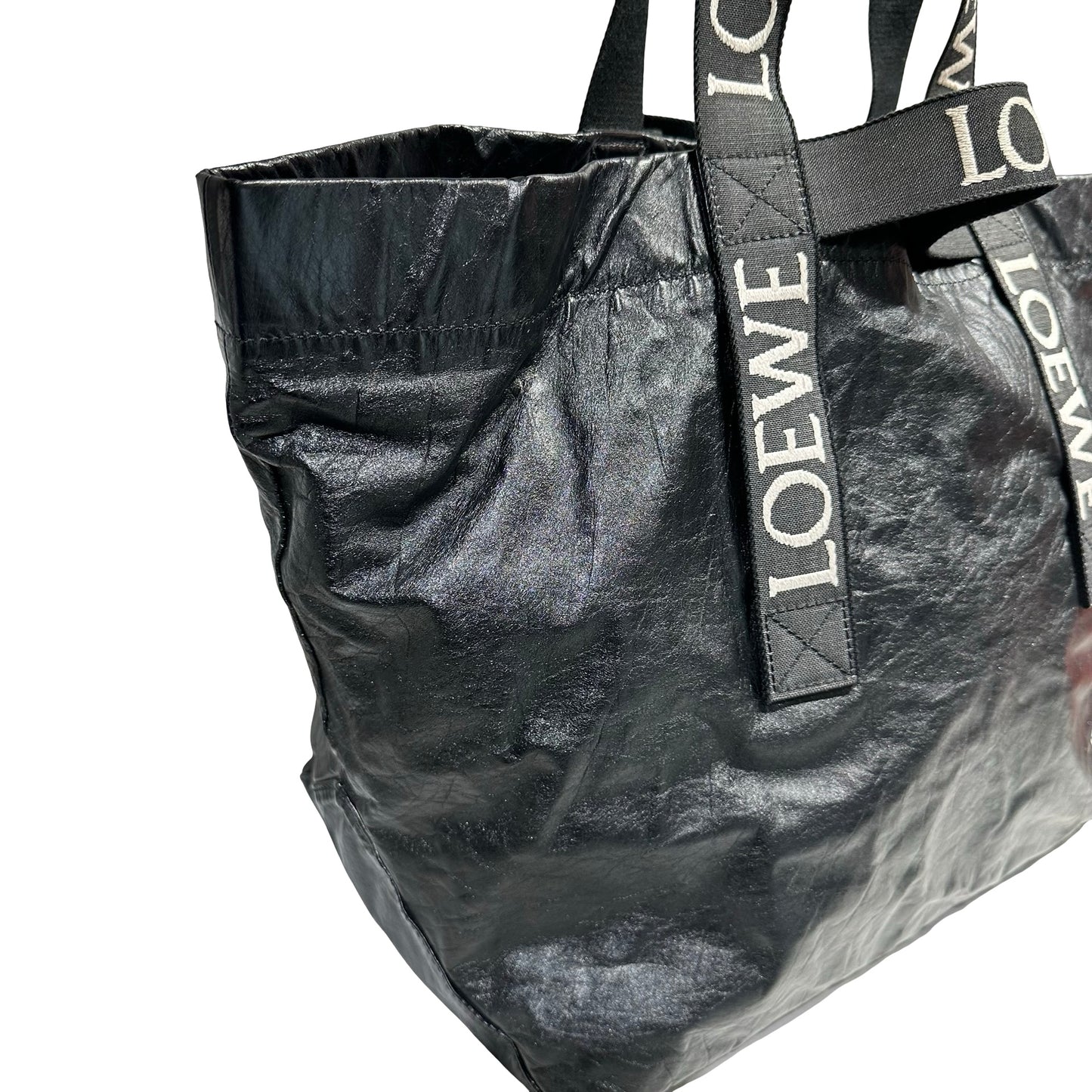 LOEWE FOLD SHOPPER BAG BLACK LAMBSKIN [3001376]