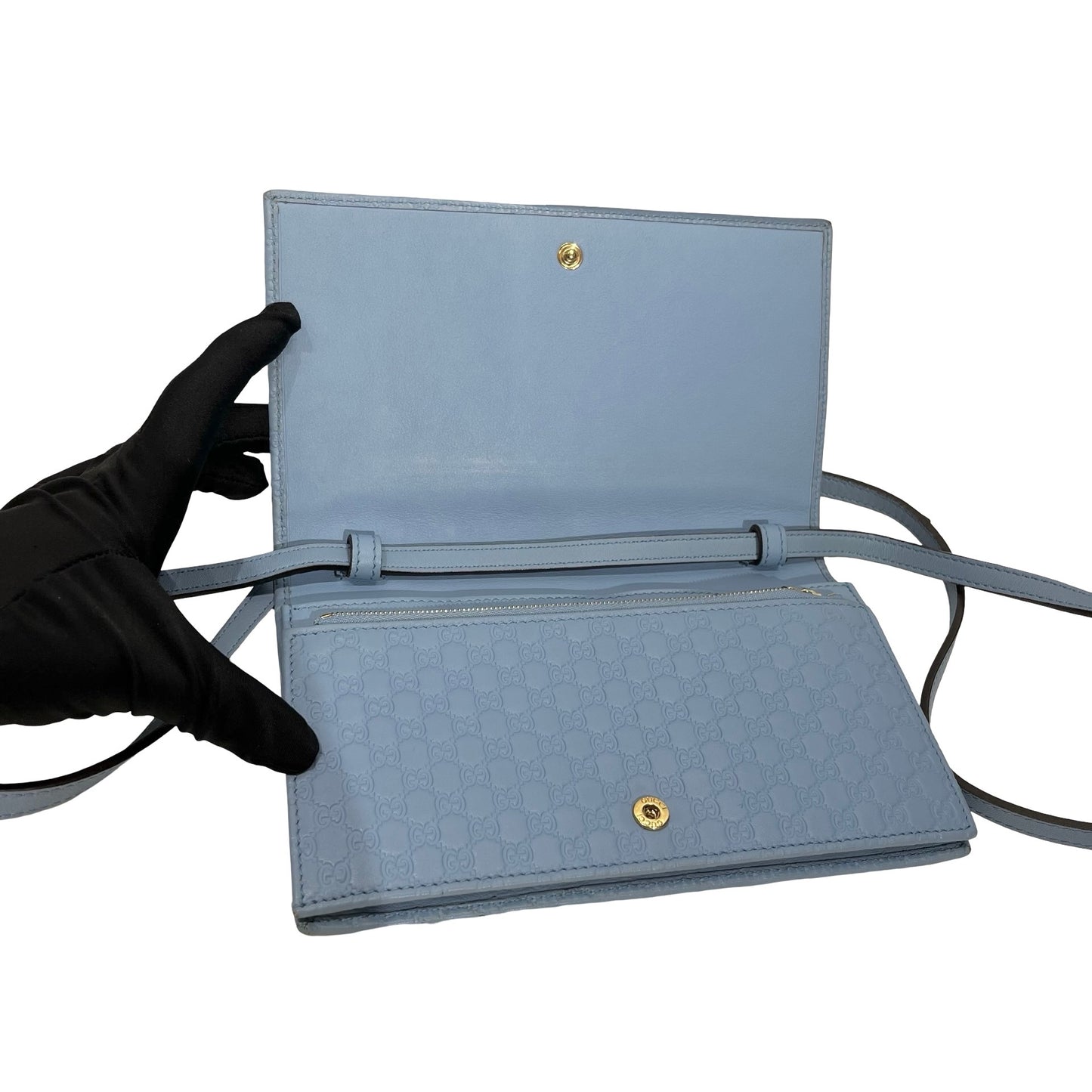 GUCCI WOC BLUE CALFSKIN GHW SHOULDER BAG [3001752]