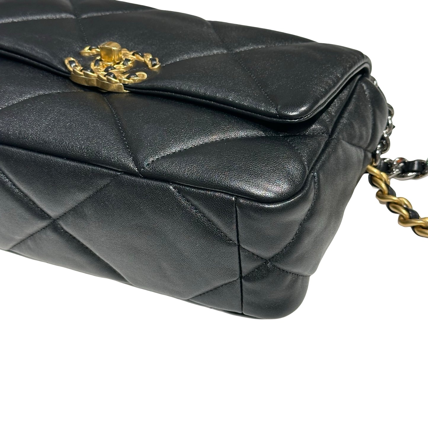 CHANEL 19 SMALL BLACK GHW LAMBSKIN [30001040]