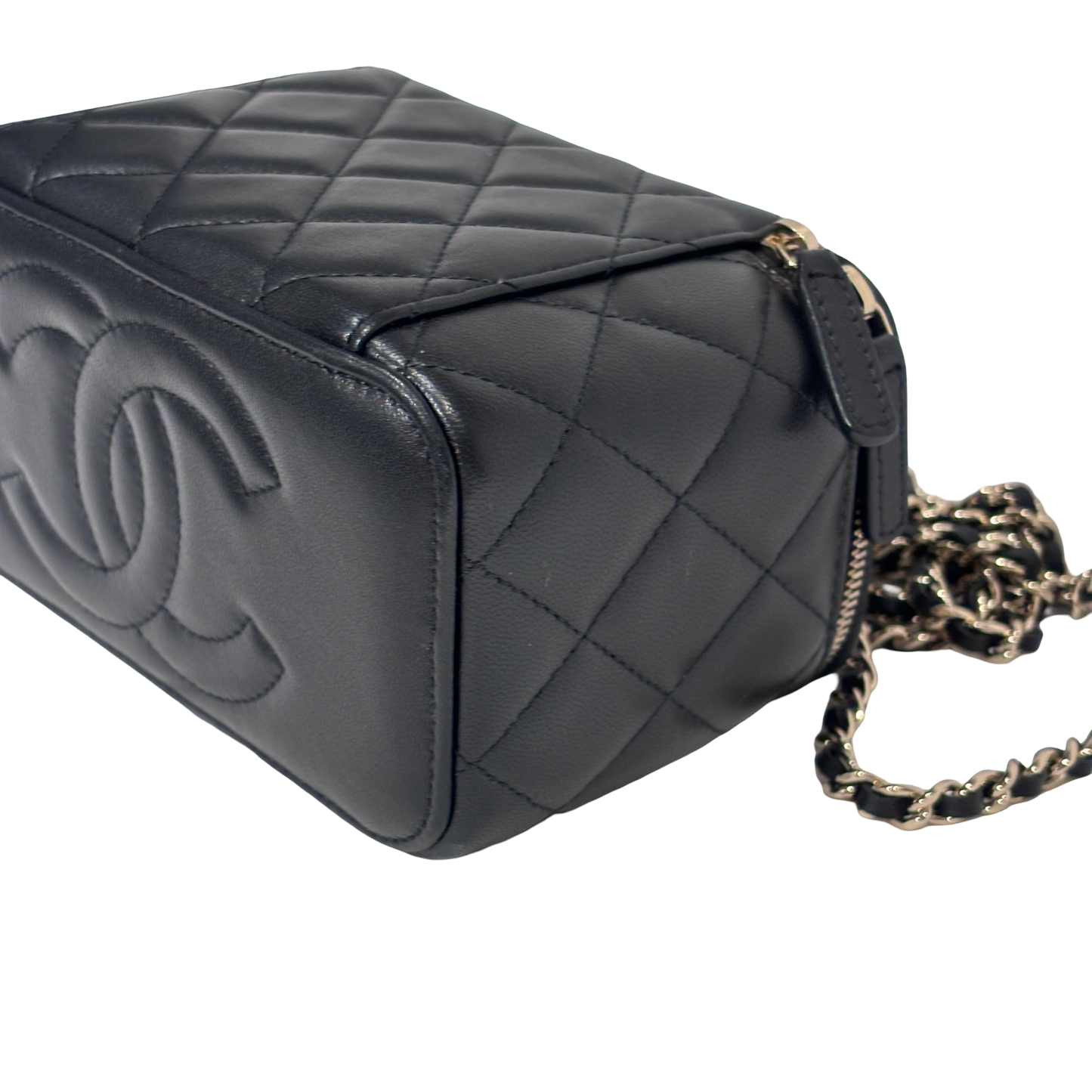 CHANEL VANITY CASE BLACK GHW LAMBSKIN AP2199 [3000210]