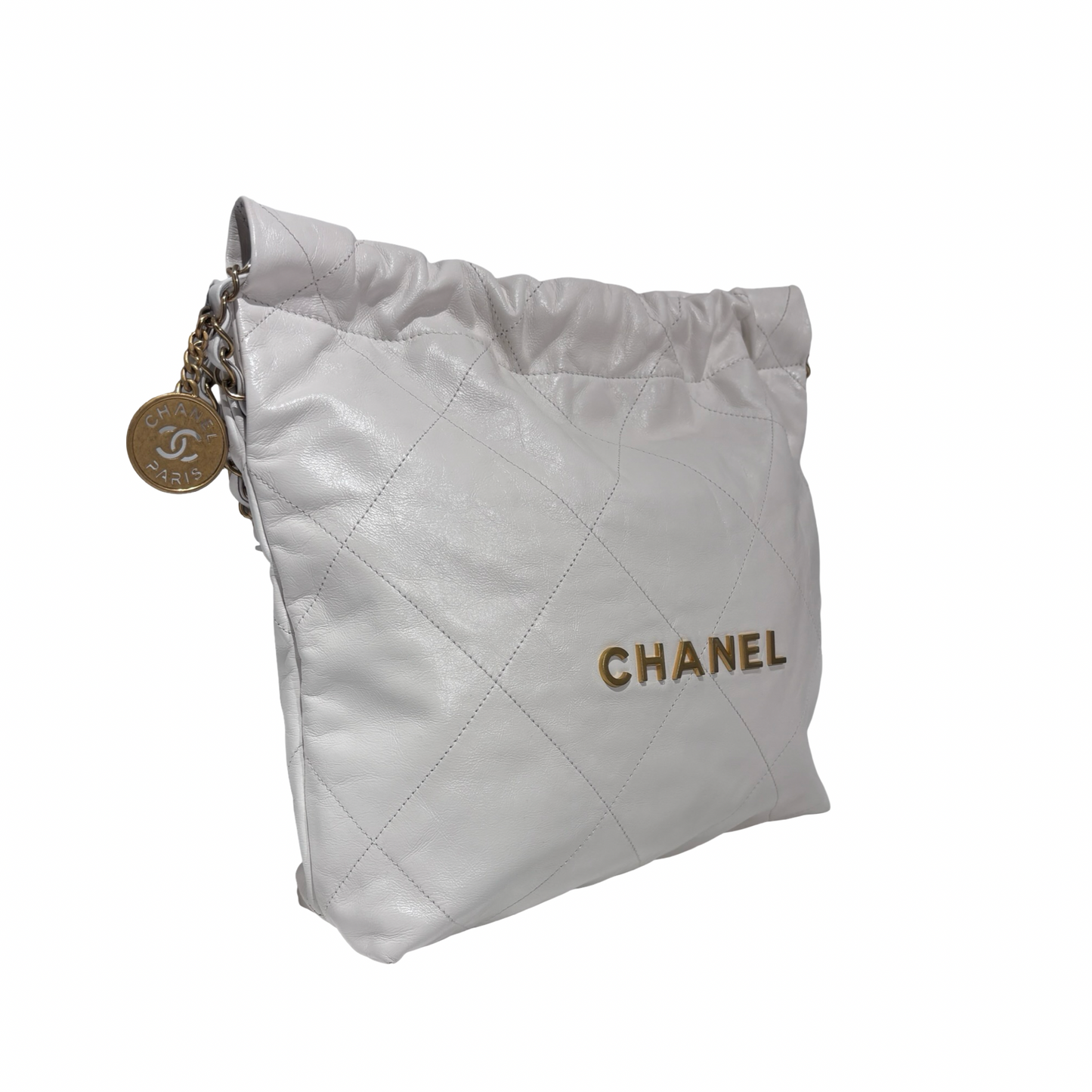 CHANEL 22 SMALL WHITE GHW CALFSKIN [3000291]