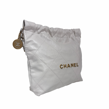 CHANEL 22 SMALL WHITE GHW CALFSKIN [3000291]