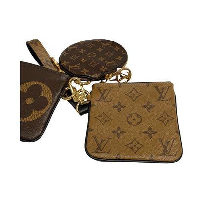 Bicolour Monogram Calf Skin TRIO POUCH Wallet [101282]