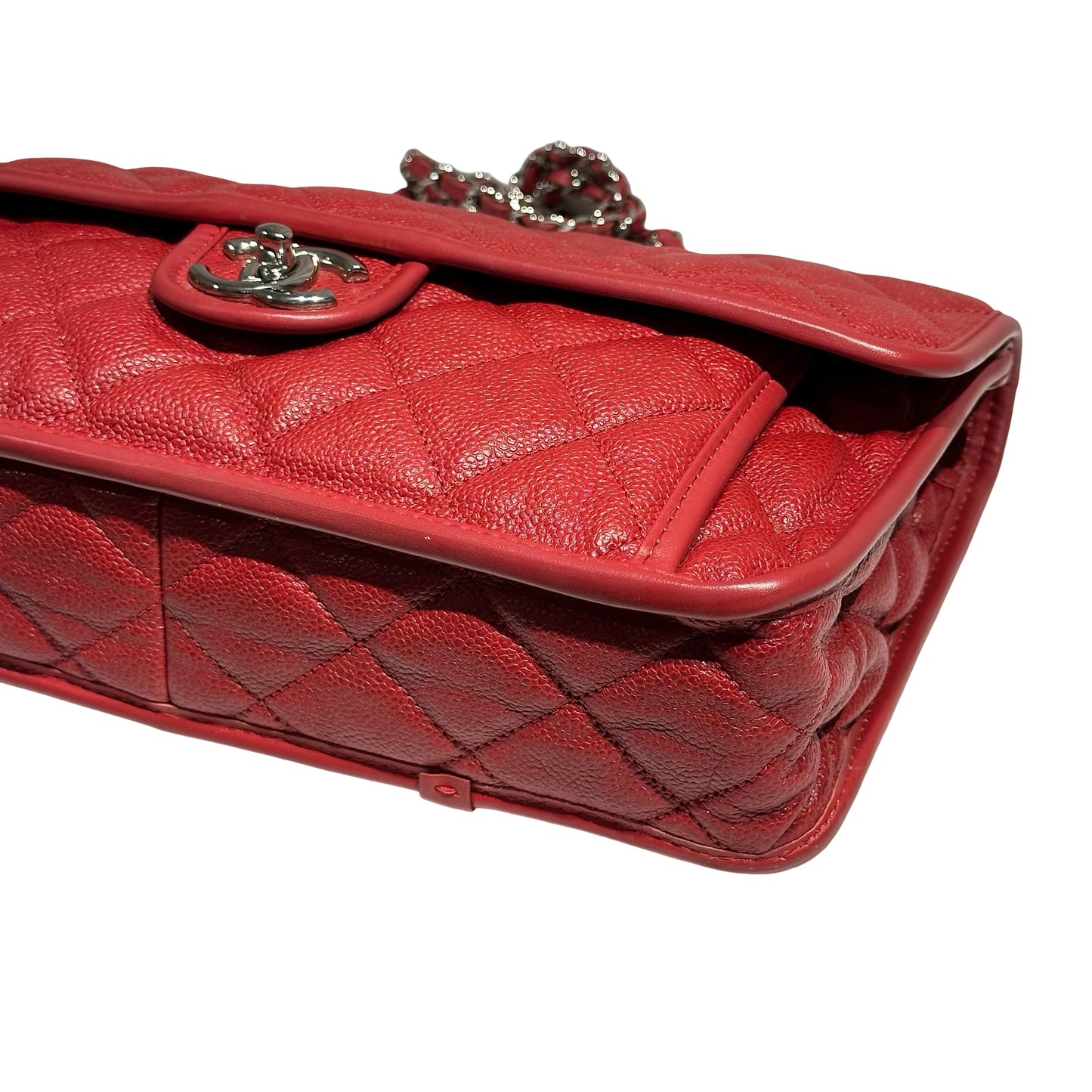 CHANEL CHAIN SHOULDER BAG RED CAVIAR SKIN PHW [3001111]