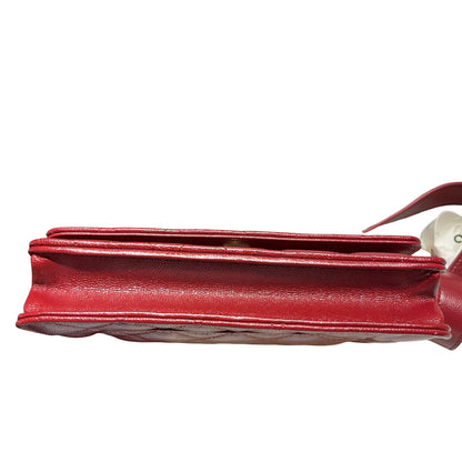 CHANEL RED GHW WALLET ON CHAIN [3000625]