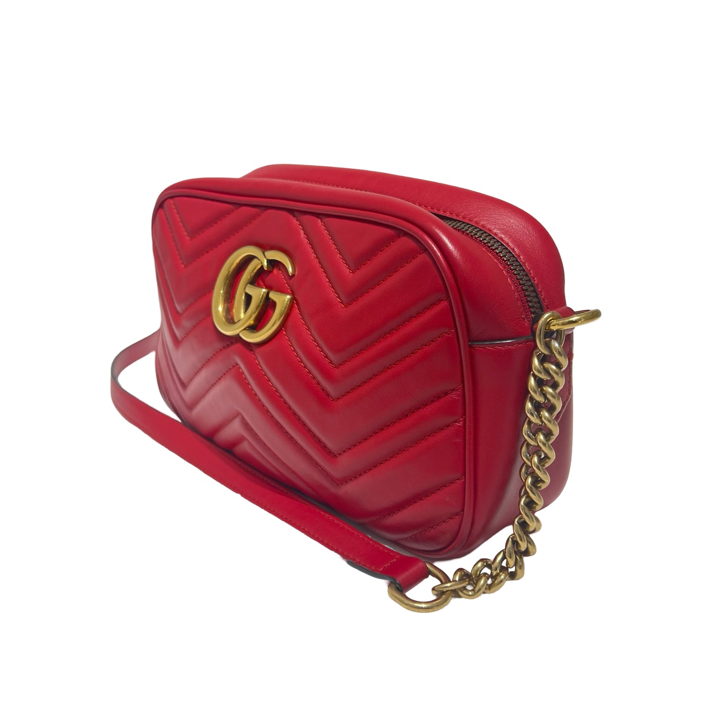 Chevron V stitch Calfskin GG MARMONT Chain Shoulder Bag [101240]