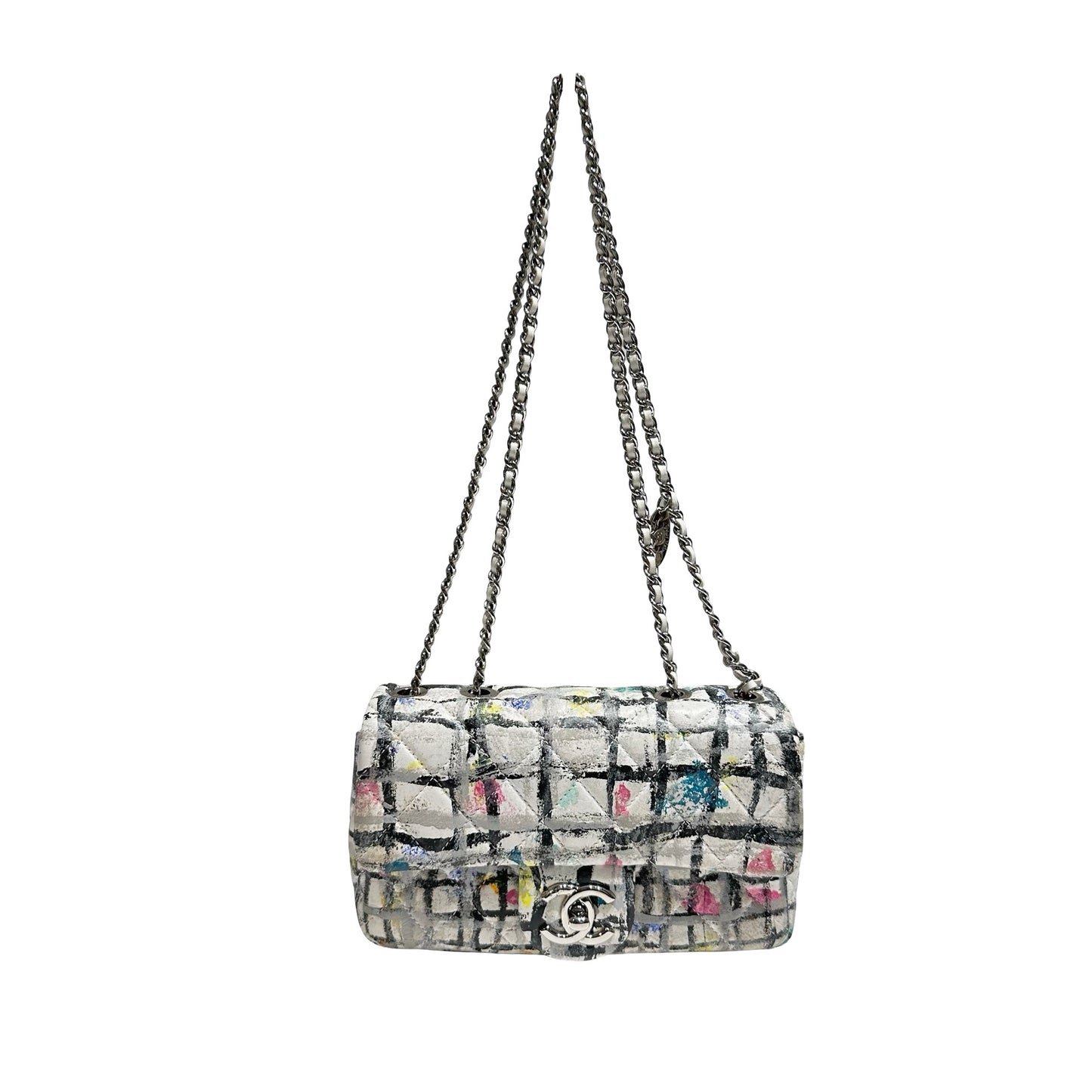 CHANEL CF MINI FLAP GRAFFITI WHITE CALFSKIN PHW [3000155]