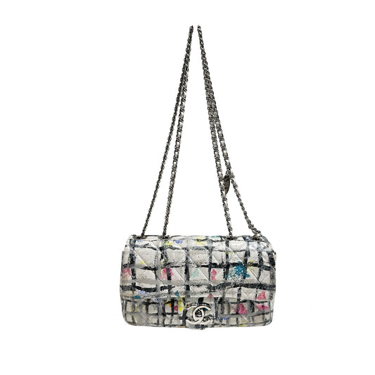 CHANEL CF MINI FLAP GRAFFITI WHITE CALFSKIN PHW [3000155]