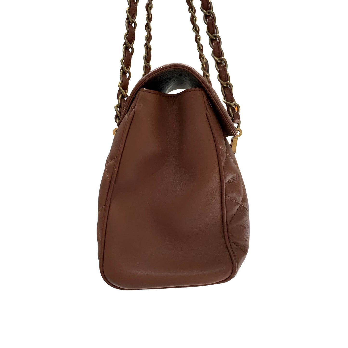 CHANEL MISIA CAMERA FLAP BROWN LAMBSKIN GHW CHAIN SHOULDER BAG [A04211]