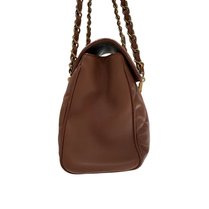 CHANEL MISIA CAMERA FLAP BROWN LAMBSKIN GHW CHAIN SHOULDER BAG [A04211]