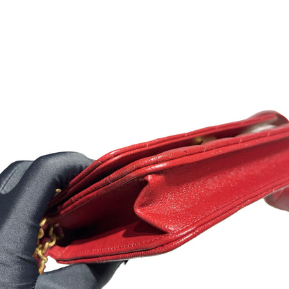 CHANEL RED GHW WALLET ON CHAIN [3000625]