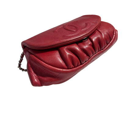 CHANEL RED PHW HALF MOON CHAIN SHOULDER BAG [3000263]