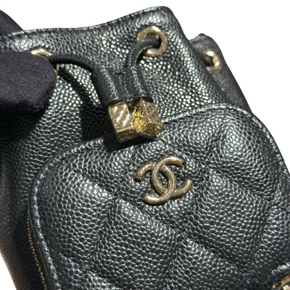 CHANEL MINI BUCKET SHOULDER BAG BLACK GHW CAVIAR SKIN [3001008]