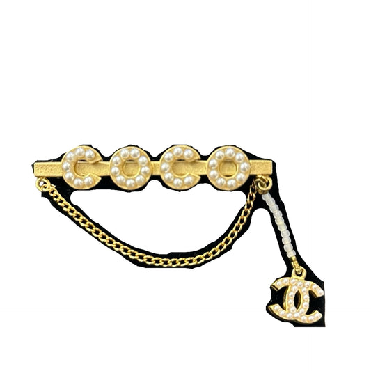 CHANEL VINTAGE COCO BROOCH WITH PEARLS [3001016]