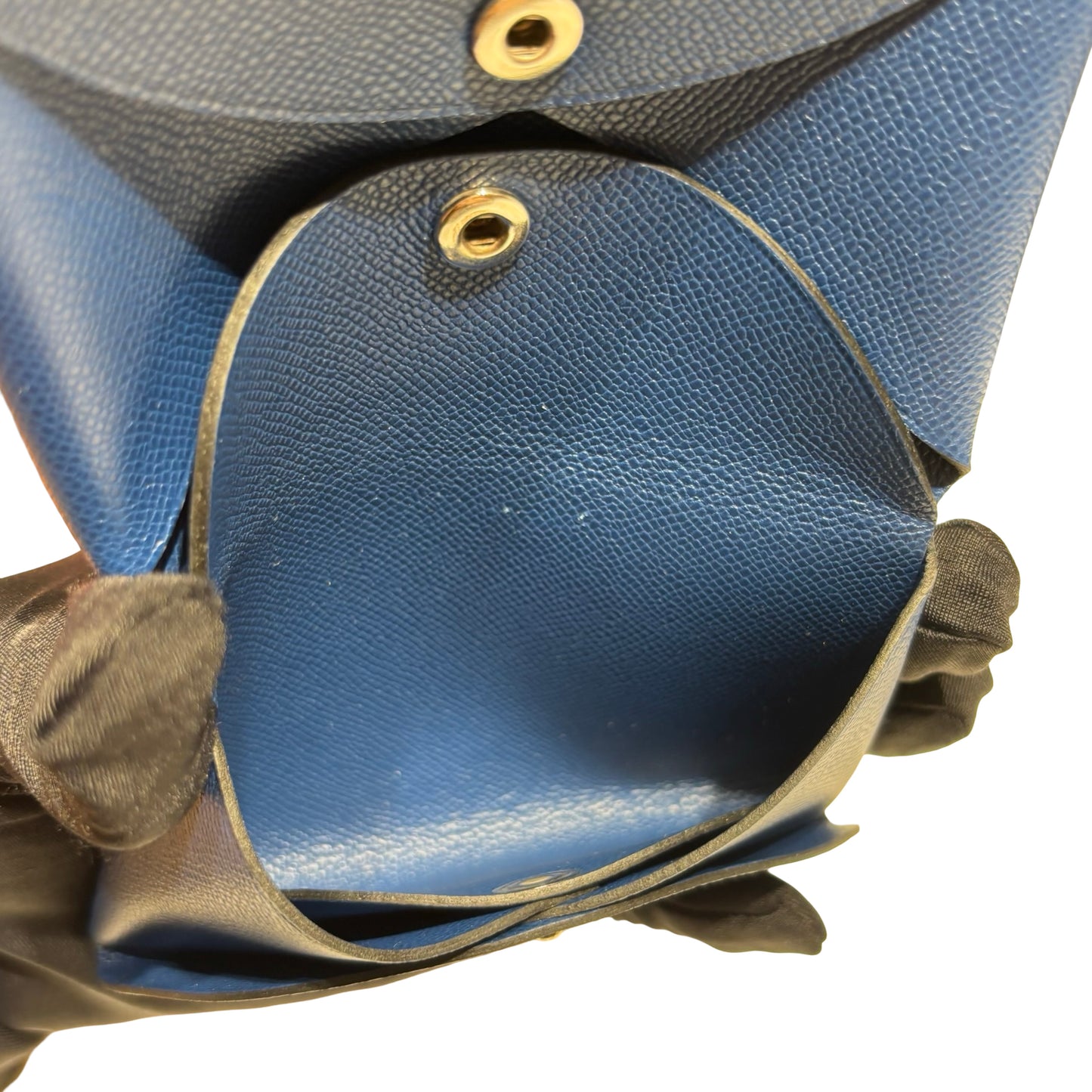 HERMES CALVI DUO DEEP BLUE COMPACT CARD HOLER [3000371]