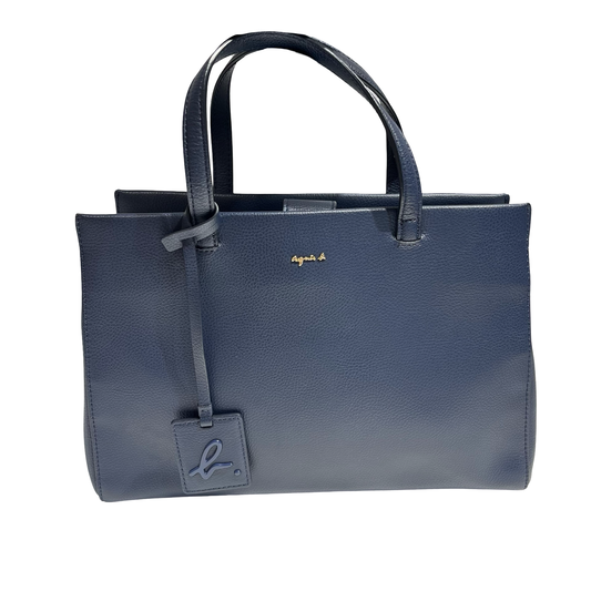AGNES B. BLUE LEATHER HANDBAG [3000665]