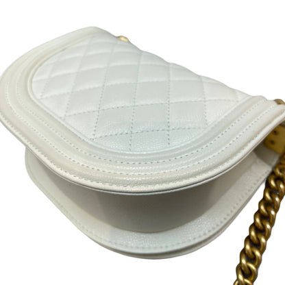 Caviar skin Half-Moon Boy Chain Shoulder Bag [101555]