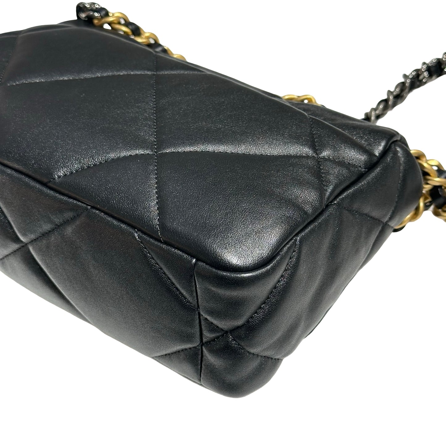 CHANEL 19 SMALL BLACK GHW LAMBSKIN [30001040]