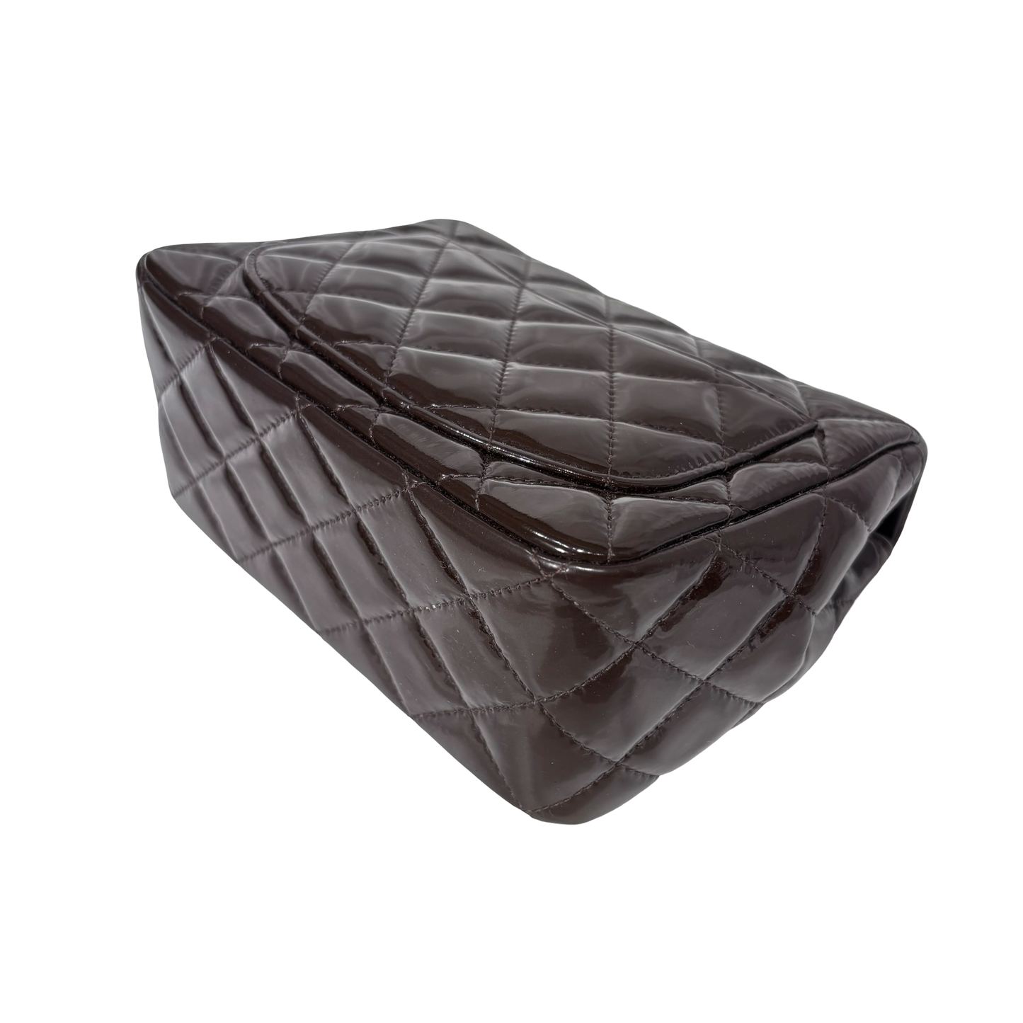 CHANEL MINI FLAP BROWN PATENT PHW [3000209]