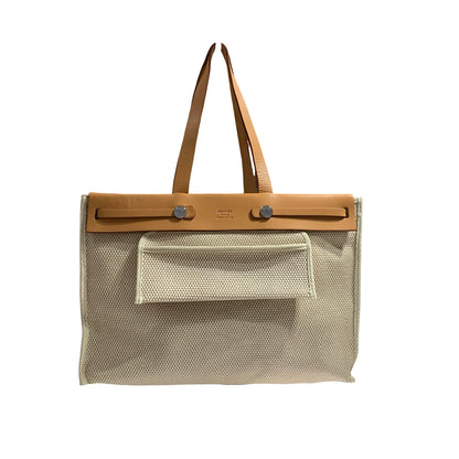 HERMES HERBAG CABAS MM TOILE HAND BAG [A04202]