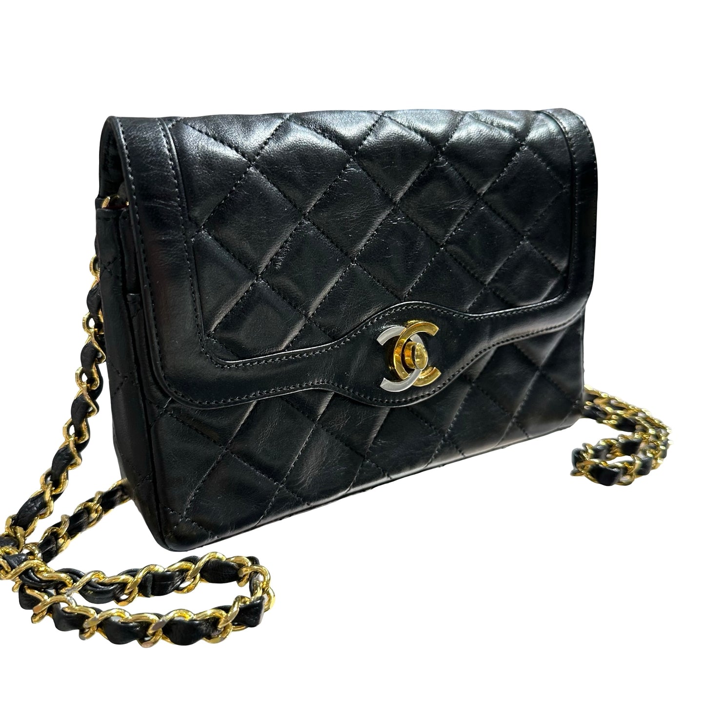 CHANEL VINTAGE DIANA BLACK LAMBSKIN GHW FLAP BAG [20004230]
