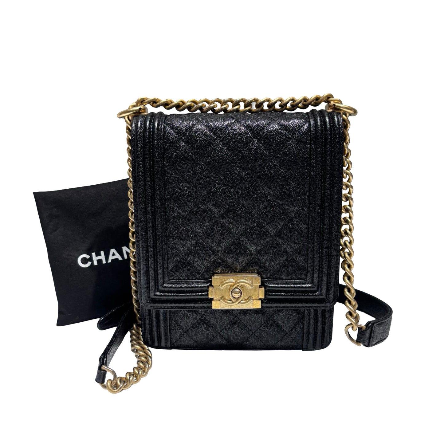 CHANEL LEBOY VERTICAL CAVIAR CHAIN SHOULDER BAG [3000358]