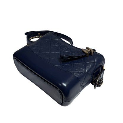 CHANEL GABRIELLE SMALL NAVY CHAIN SHOULDER BAG[3000221]