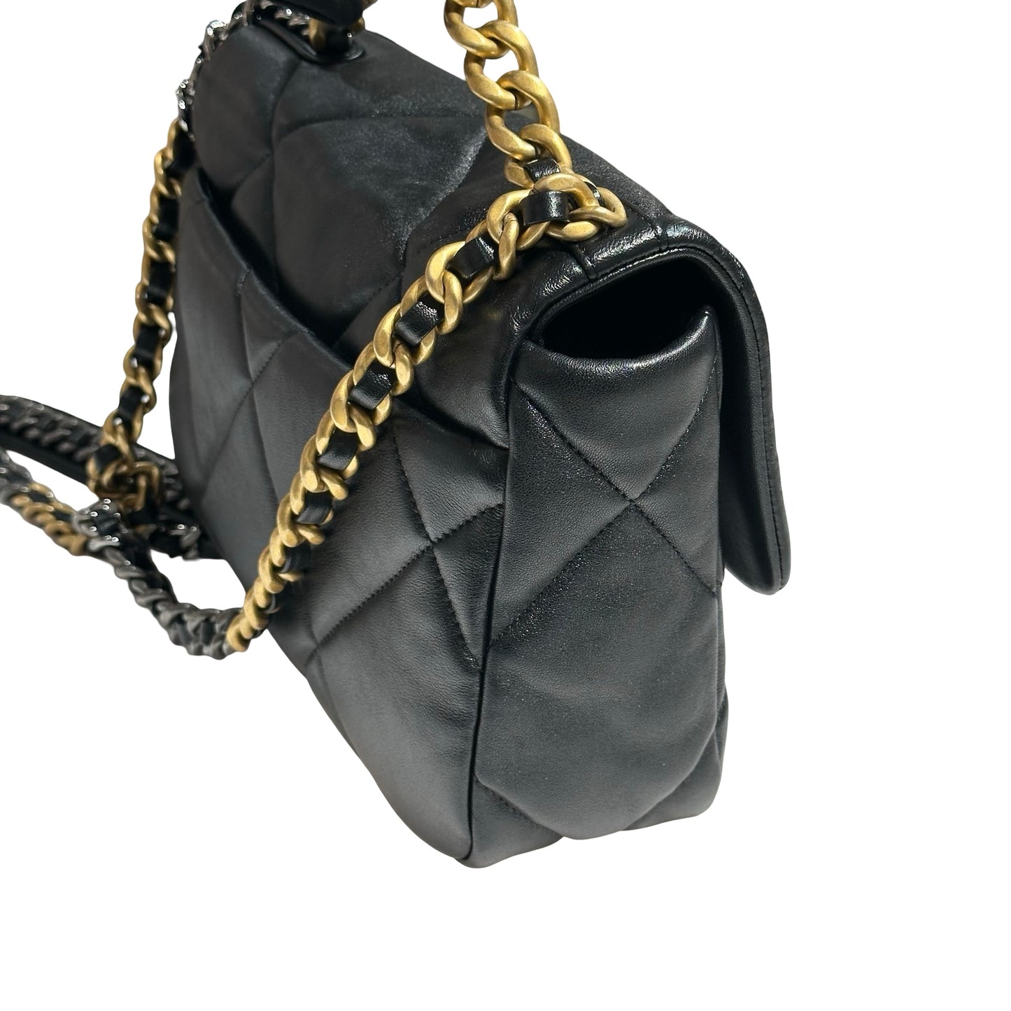 CHANEL 19 SMALL BLACK GHW LAMBSKIN [30001040]