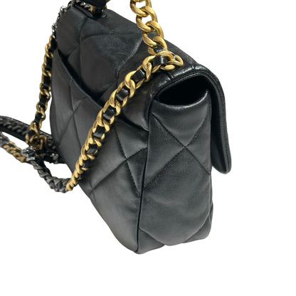 CHANEL 19 SMALL BLACK GHW LAMBSKIN [30001040]