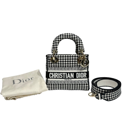 DIOR MINI LADY D-LITE CANVAS HOUNDSTOOTH GHW [3000161]