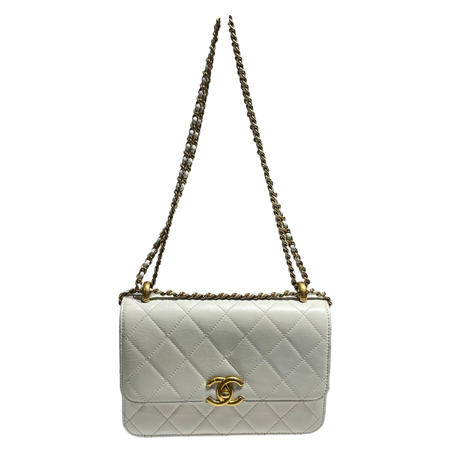 CHANEL 21A WHITE PREFECT FIT SMALL 22 CHAIN SHOULDER BAG [3000532]