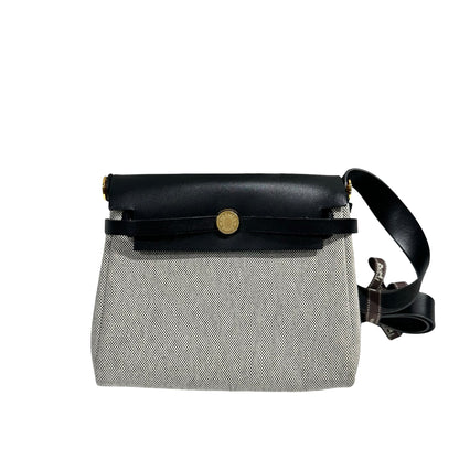 HERMES BLACK CANVAS GHW MINI HERBAG ［3000281］