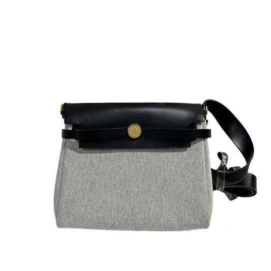 HERMES BLACK CANVAS GHW MINI HERBAG ［3000281］
