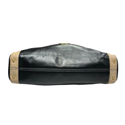 Chanel Shoulder Bag Black Beige Gold [3001098]