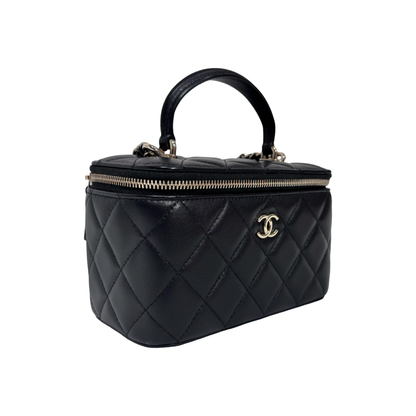 CHANEL VANITY CASE BLACK GHW LAMBSKIN AP2199 [3000210]