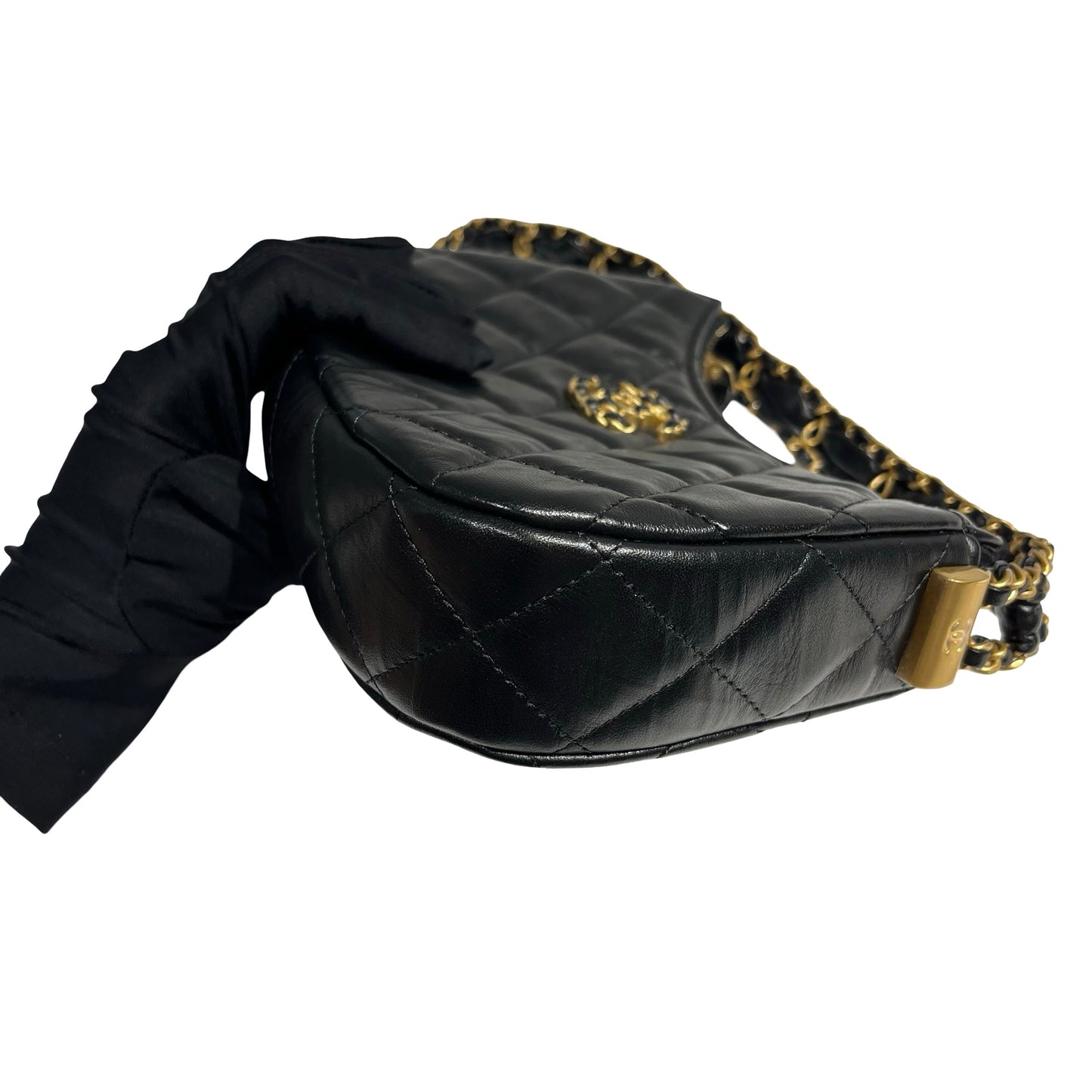 CHANEL SHOULDER POUCH BLACK CALFSKIN GHW [3000630]