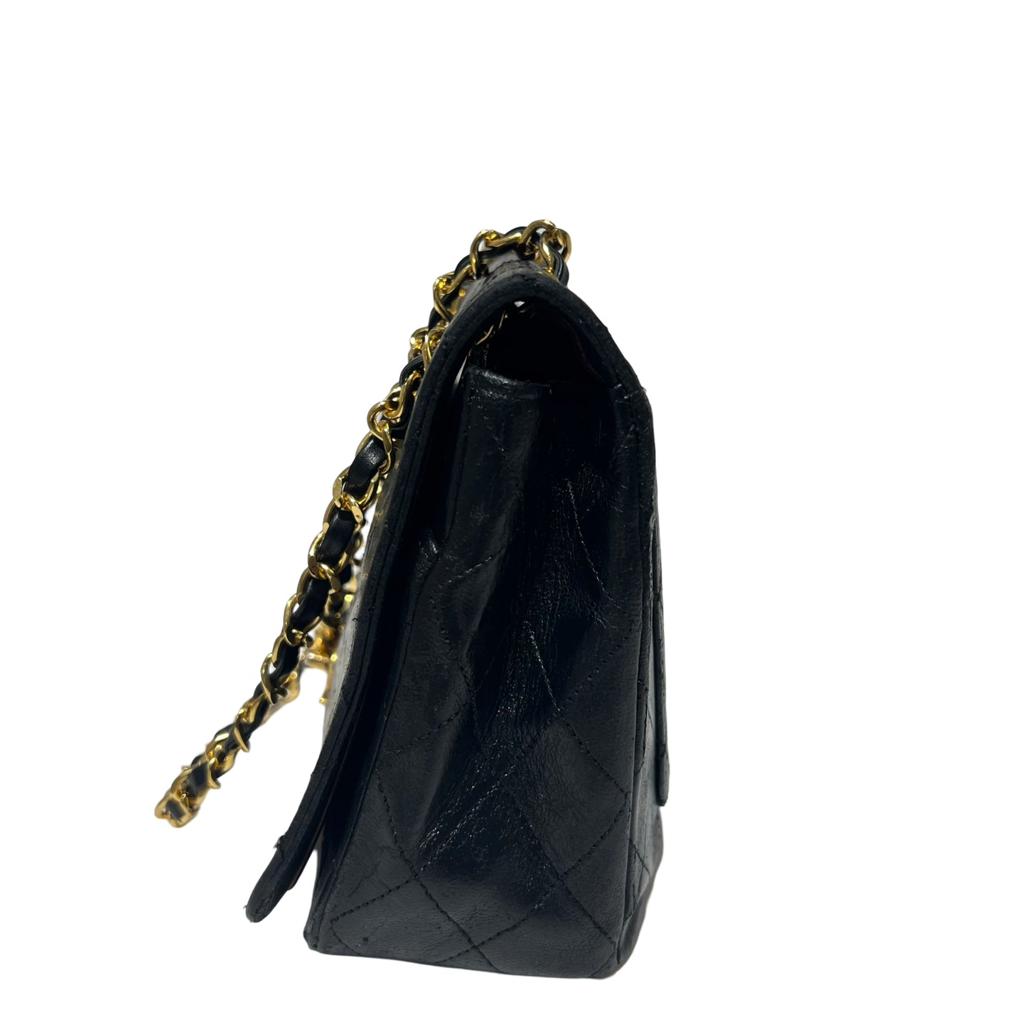 Matelasse Quilted Calf Skin Flag Bag Chain Shoulder Bag [101274]