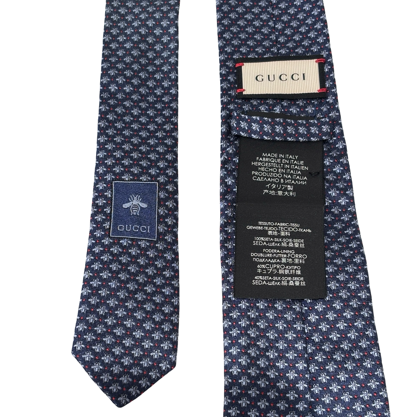 GUCCI BEE EMBROIDERY TIE BLUE [3000206]