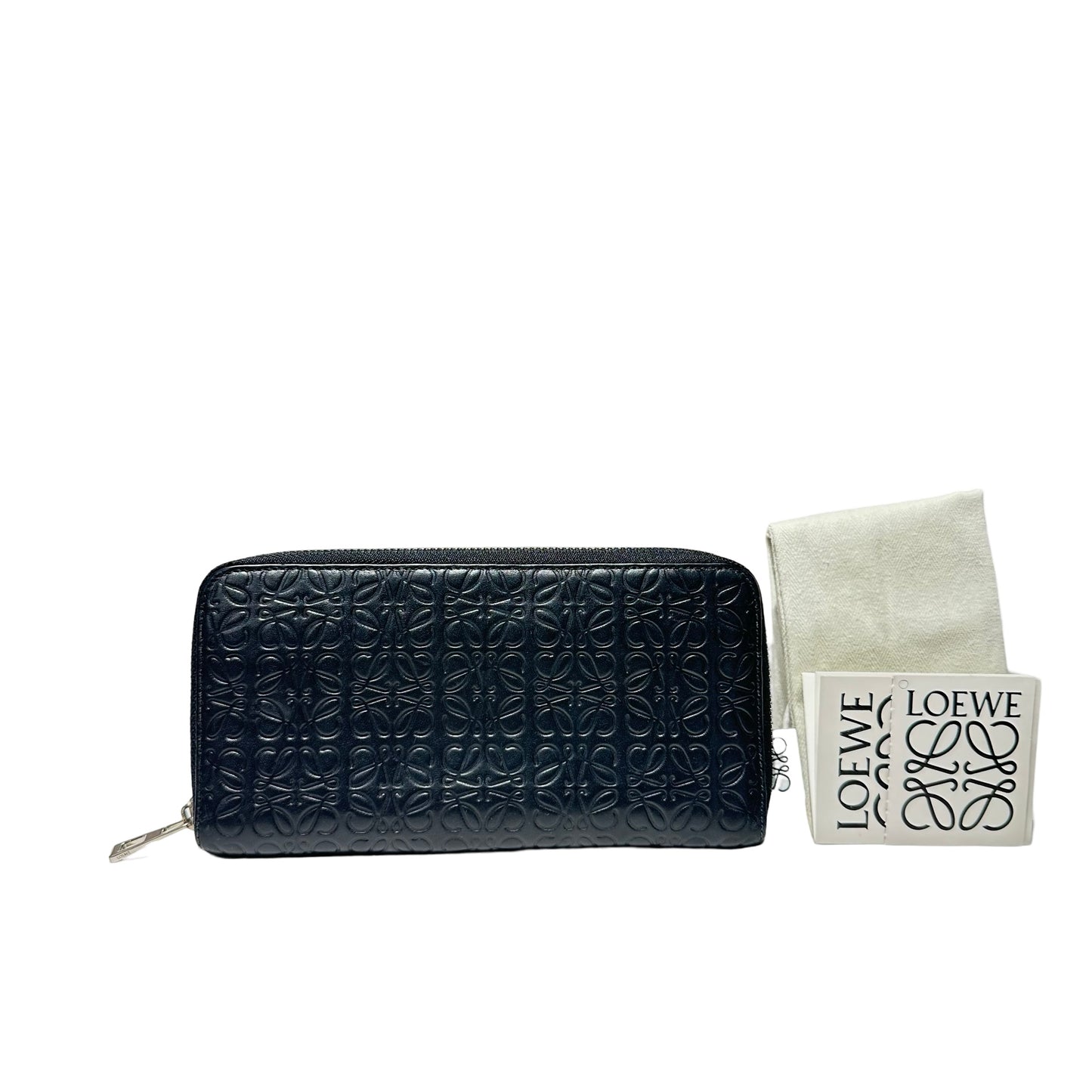 Calf Skin Negro Zipper Long Wallet Wallet [101675]