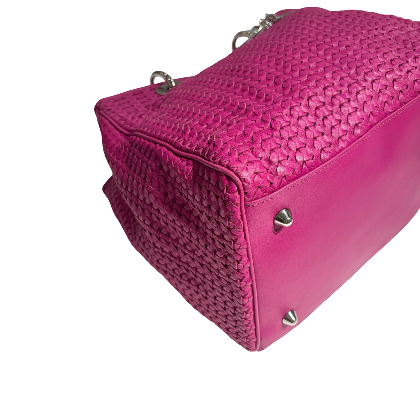 DIOR PINK PHW WOVEN LEATHER HANDBAG [3000264]