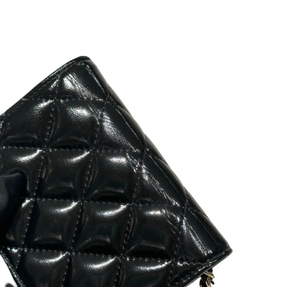 CHANEL MINI POUCH WITH CHAIN BLACK SHINY LAMBSKIN GHW [3000641]