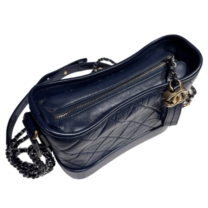 CHANEL GABRIELLE SMALL NAVY CHAIN SHOULDER BAG[3000221]