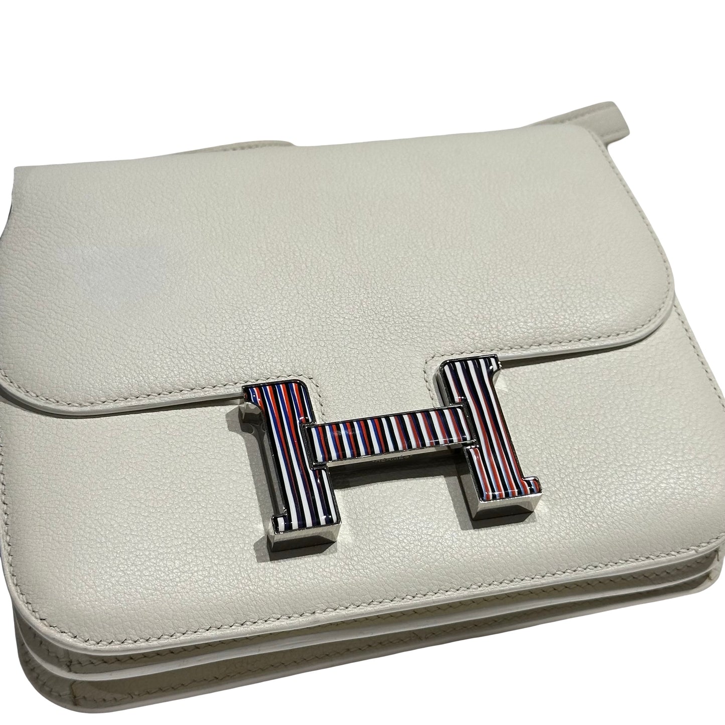 HERMES CONSTANCE MINI 19 EVERCOLOUR 01WHITE PHW ENAMEL [3000157]