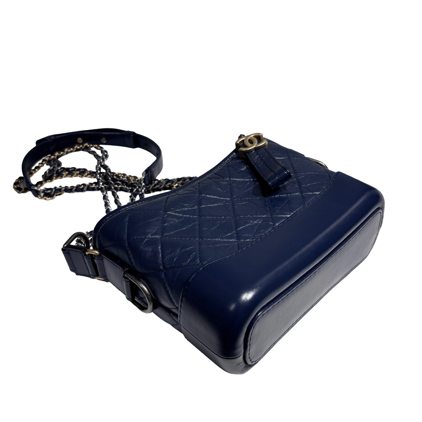 CHANEL GABRIELLE SMALL NAVY CHAIN SHOULDER BAG[3000221]