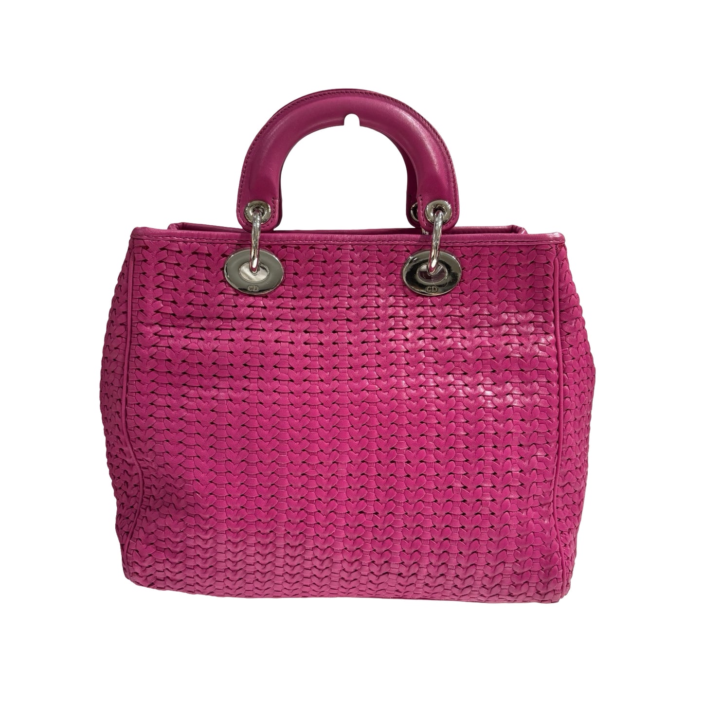 DIOR PINK PHW WOVEN LEATHER HANDBAG [3000264]