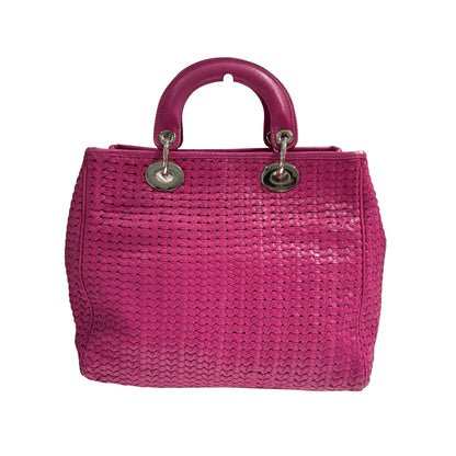 DIOR PINK PHW WOVEN LEATHER HANDBAG [3000264]